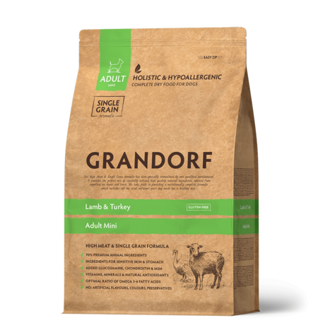 GRANDORF DOG Lamb&Turkey MINI 8 кг сухой корм для собак мини пород с ягненком и индейкой